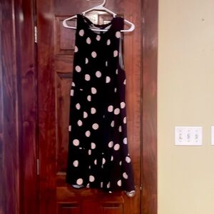 Loft sleeveless swing dress ruffled neck barely worn. Rayon fabric